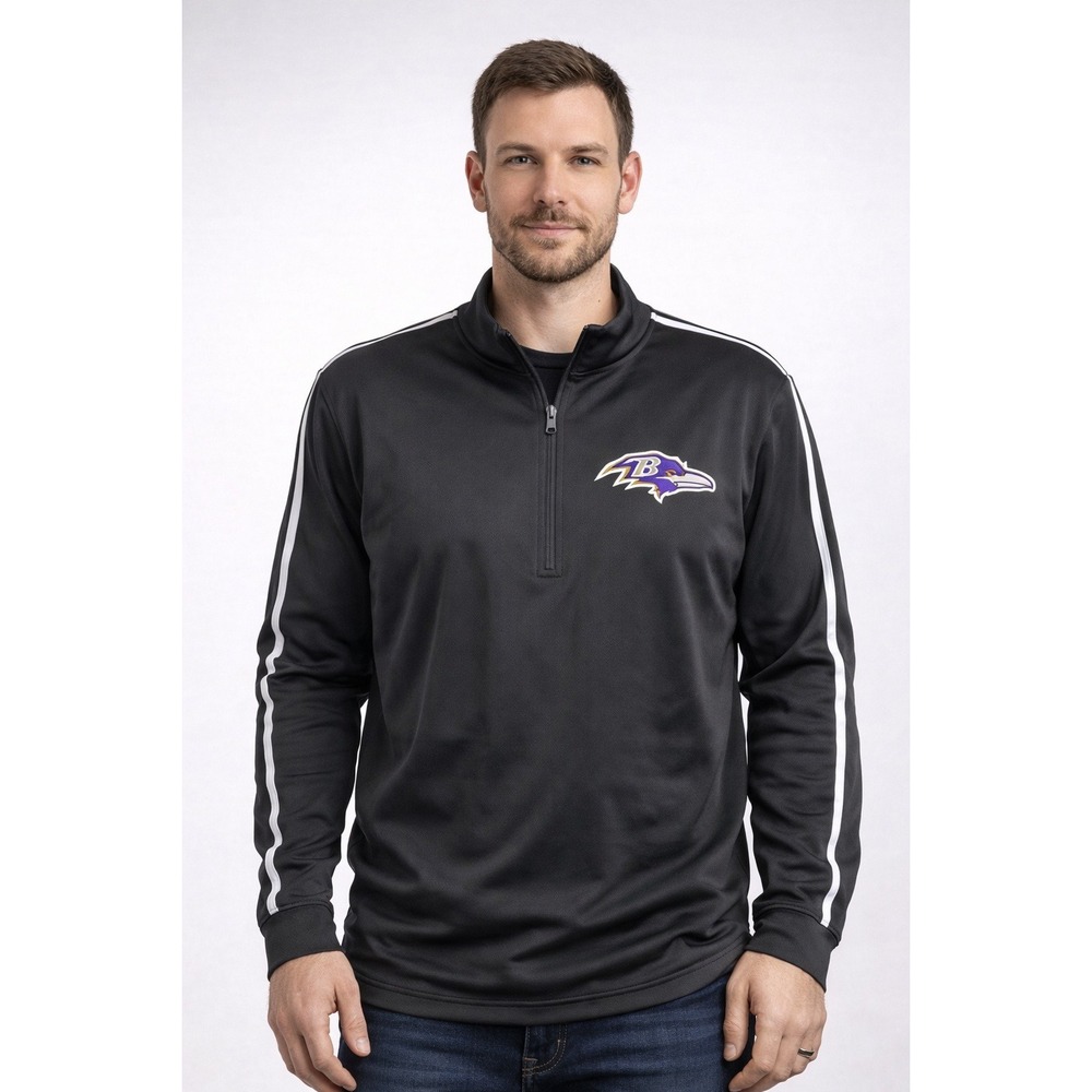 Baltimore Ravens NFL Team Apparel Full Zip Track Jacket Mens XL‎ Black